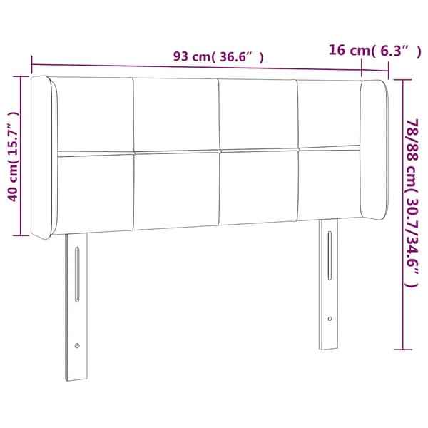 Sänggavel LED Mörkblå 93x16x78/88 cm sammet