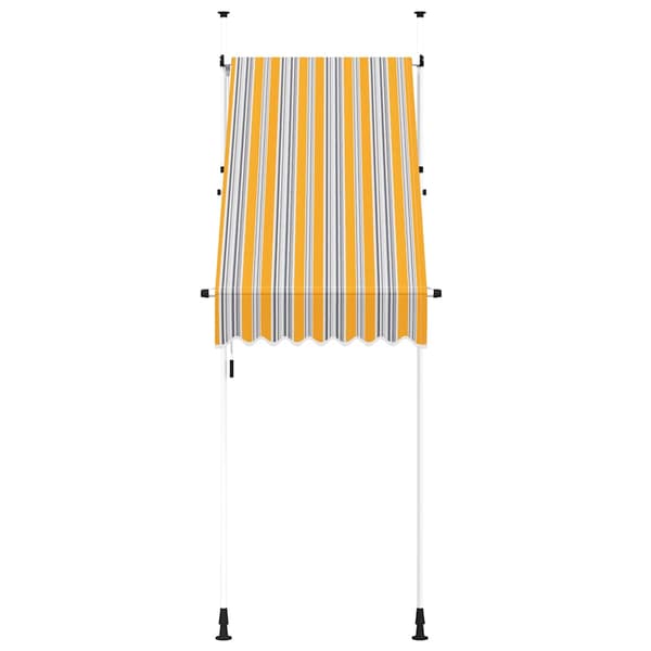Markis manuellt infällbar 100 cm gula och blå ränder