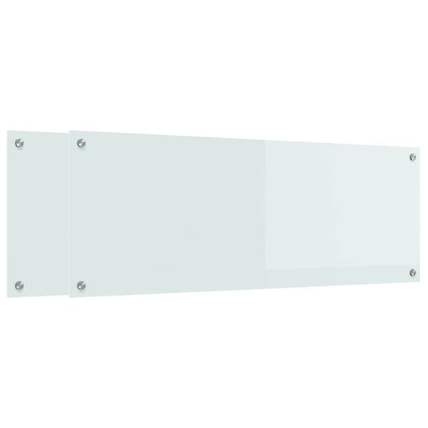 Köksskydd 2 pcs Vit 110 x 40 cm härdat glas