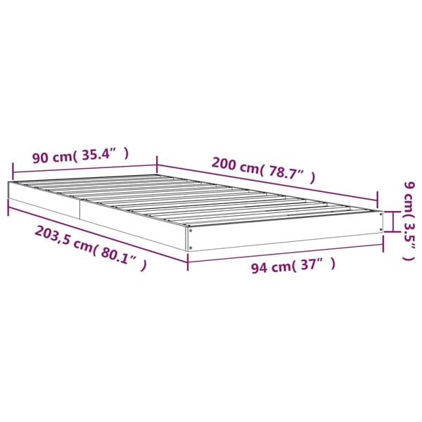 Sängram vit 90x200 cm massiv furu