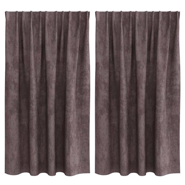 Sammetsgardiner 2 st Brun 140 x 140 cm Sammet
