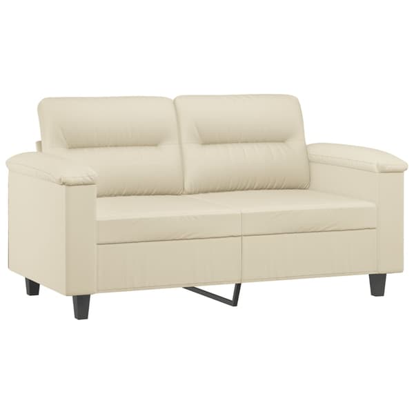 2-sits soffa med prydnadskuddar gräddvit 120 cm konstläder