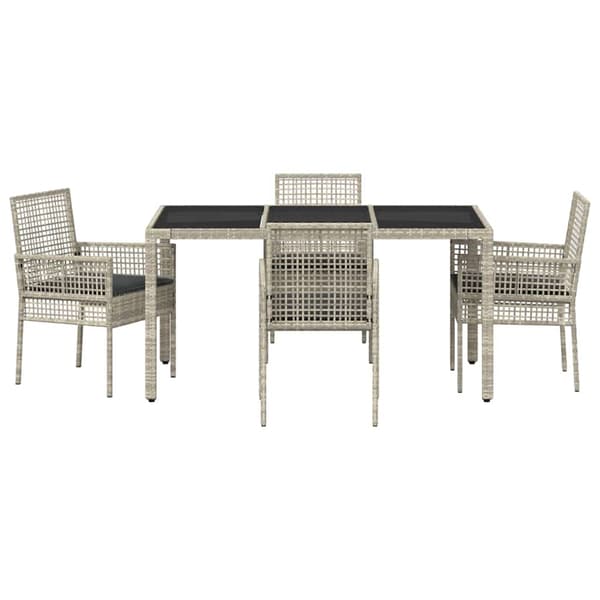 Trädgårdsmöbelset 5 pcs Ljusgrå konstrotting