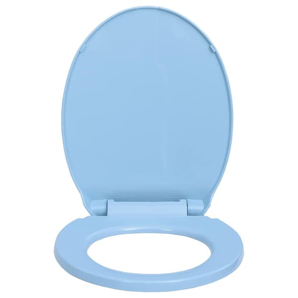 Toalettsits mjuk stängning blå oval
