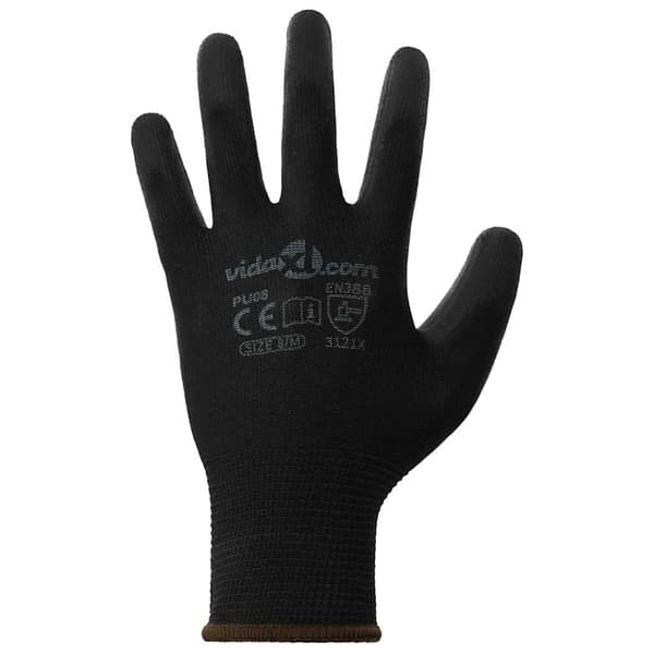 Arbetshandskar 12 pcs Svart 8 / m Polyester