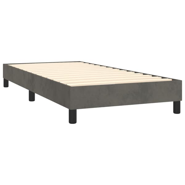 Ramsäng med madrass mörkgrå 100x200 cm sammet