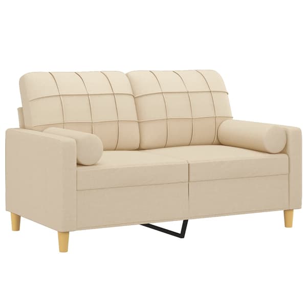 2-sits soffa med prydnadskuddar gräddvit 120 cm tyg