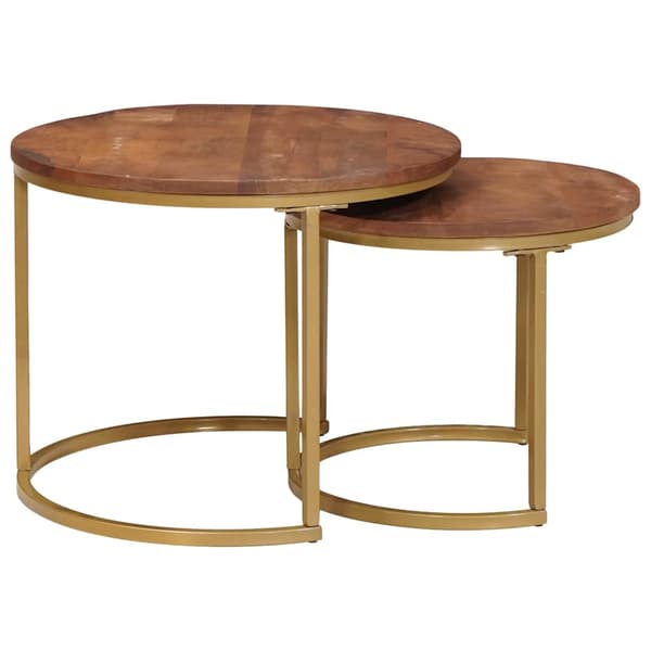 Nesting Kaffe Bord 2 pcs Honung brun Massivt Mangoträ och stål