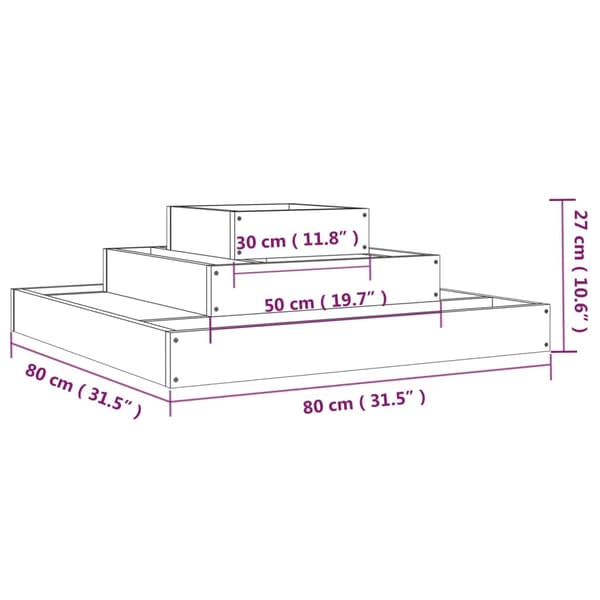 Odlingslåda 80x80x27 cm massiv douglas