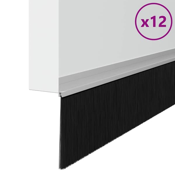 Självhäftande dörrborstlist 12 pcs Silver 100 cm