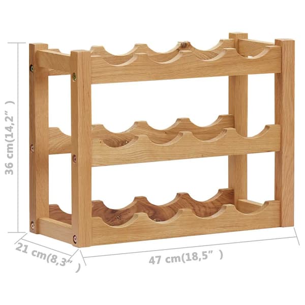 Vinställ för 12 flaskor 47x21x36 cm massiv ek