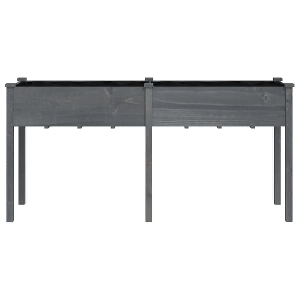 Odlingslåda med foder grå 161x45x76 cm massivt granträ