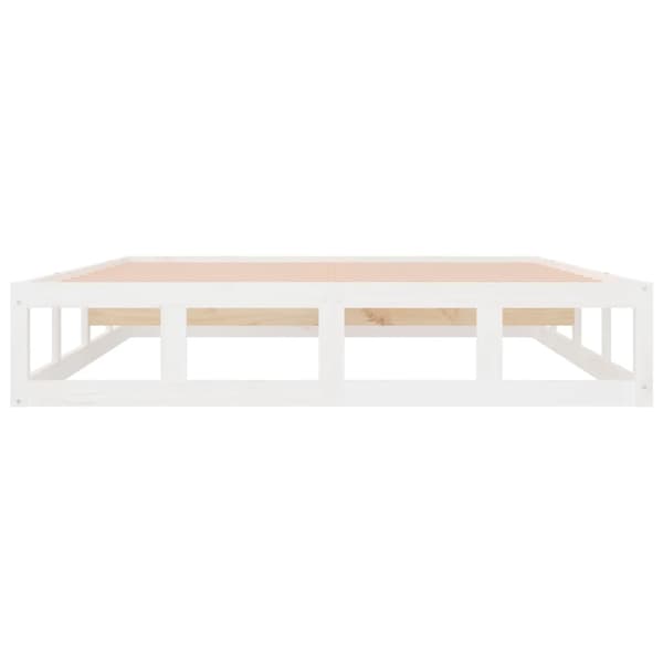 Sängram vit 140x190 cm massivt trä