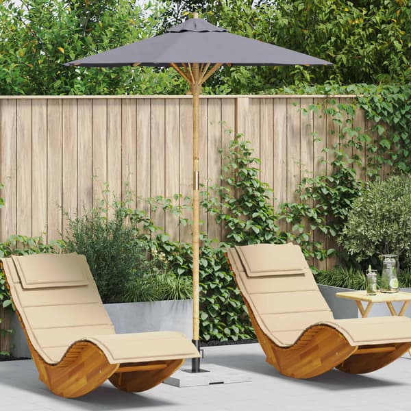 Trädgårdsparasol Mörkgrå Ø 180 x 230 cm Bambu
