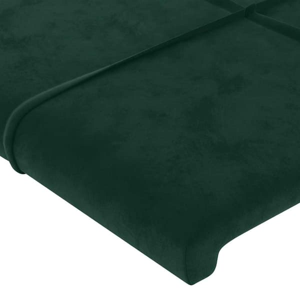 Sänggavel LED mörkgrön 100x5x118/128 cm sammet