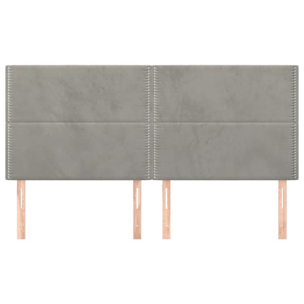 Sänggavel ljusgrå 200x5x118/128 cm sammet