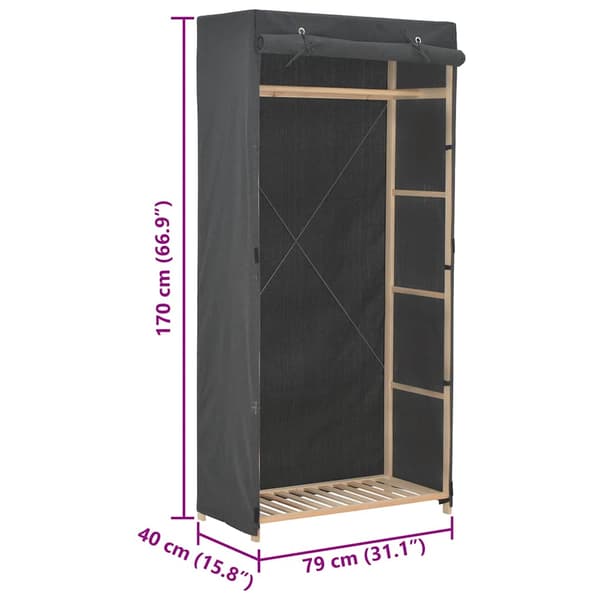 Garderob 79x40x170 cm grå tyg