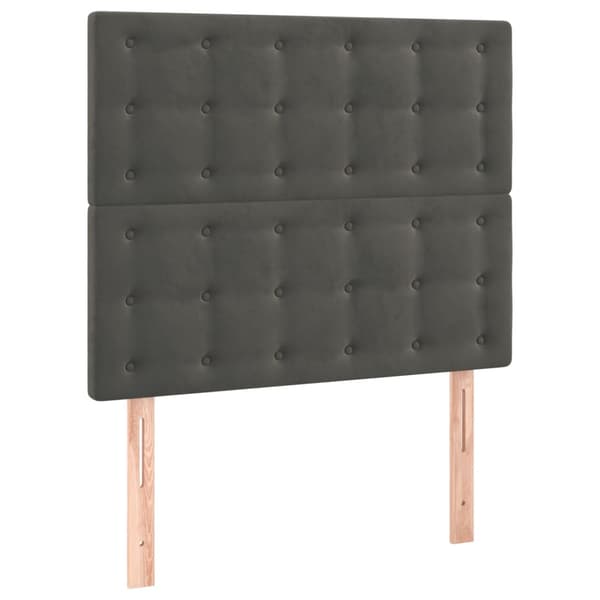 Sänggavel LED mörkgrå 100x5x118/128 cm sammet