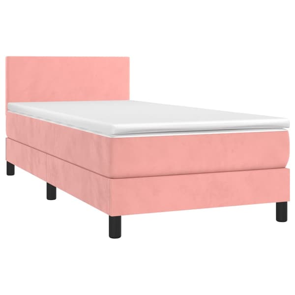 Ramsäng med madrass rosa 90x200 cm sammet