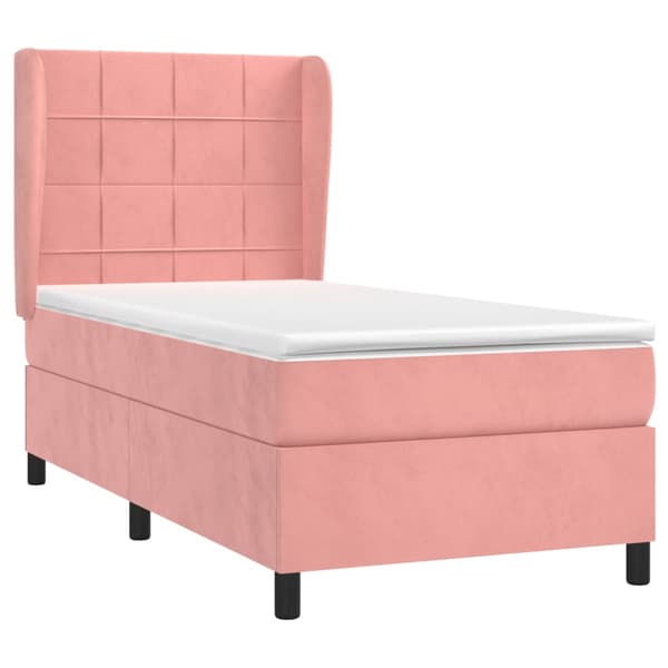 Ramsäng med madrass rosa 90x190 cm sammet