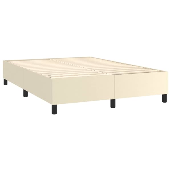 Boxspring-sängram gräddvit 140x190 cm konstläder
