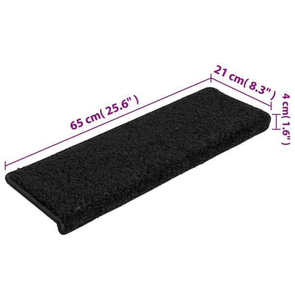 Trappmattor 15 st 65x21x4 cm svarta rektangulära kanter