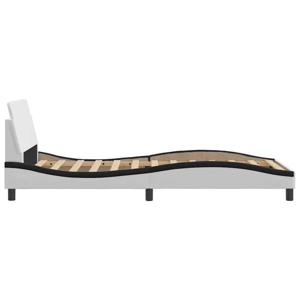Bed Frame "Dover" White&Black 100x200 cm Faux Leather