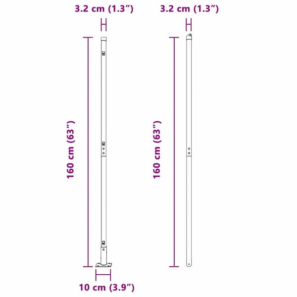 Stängselstolpe 52 pcs Grå 3,2 x 3,2 x 160 cm