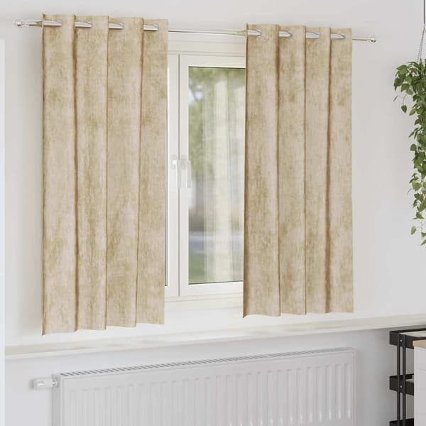 Sammetsgardiner 2 st Kräm 175 x 140 cm Sammet
