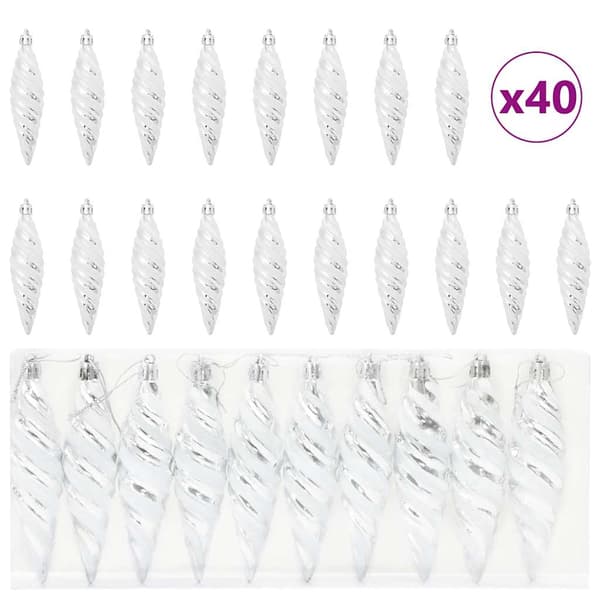 Jul Spiralformad Kula 40 pcs Silver Plast