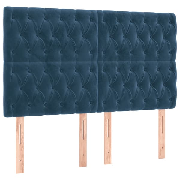 Ramsäng med madrass mörkblå 140x190 cm sammet