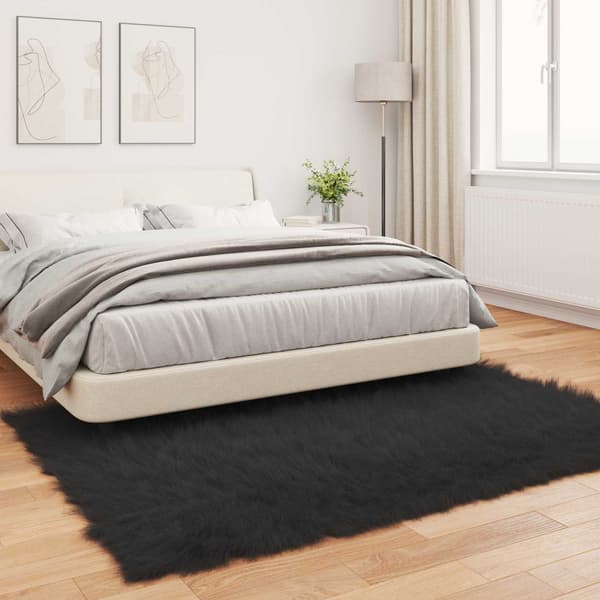 Fuskfäll matta TAFALLA Svart 160 x 230 cm Polyester