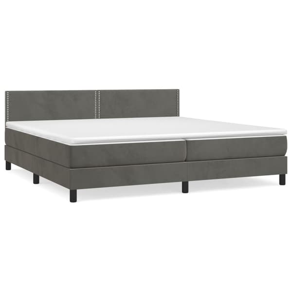 Ramsäng med madrass mörkgrå 200x200 cm sammet