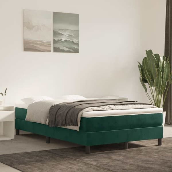 Ramsäng med madrass mörkgrön 120x190 cm sammet