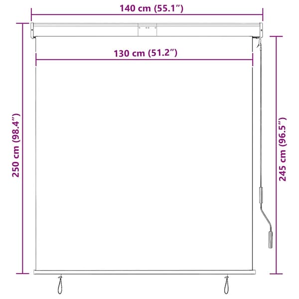 Rullgardin utomhus 140x250 cm blå och vit