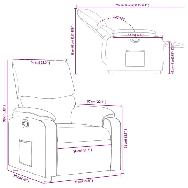 Reclinerfåtölj brun konstläder