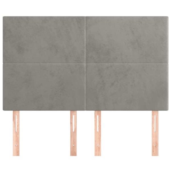 Sänggavel ljusgrå 144x5x118/128 cm sammet
