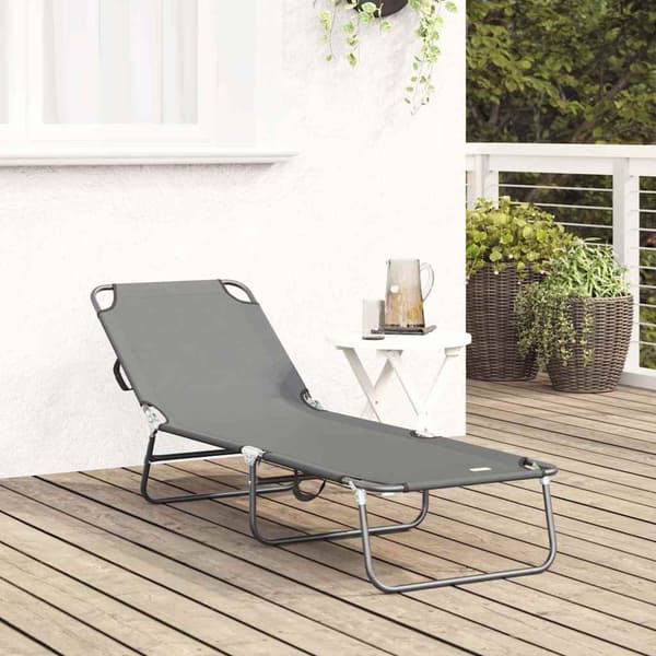 Hopfällbar solstol Grå 188 x 57 x 86,5 cm Polyester