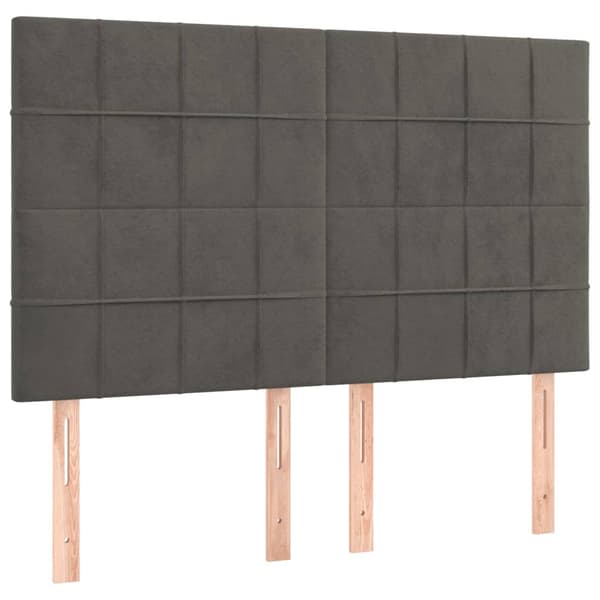 Sänggavel mörkgrå 144x5x118/128 cm sammet