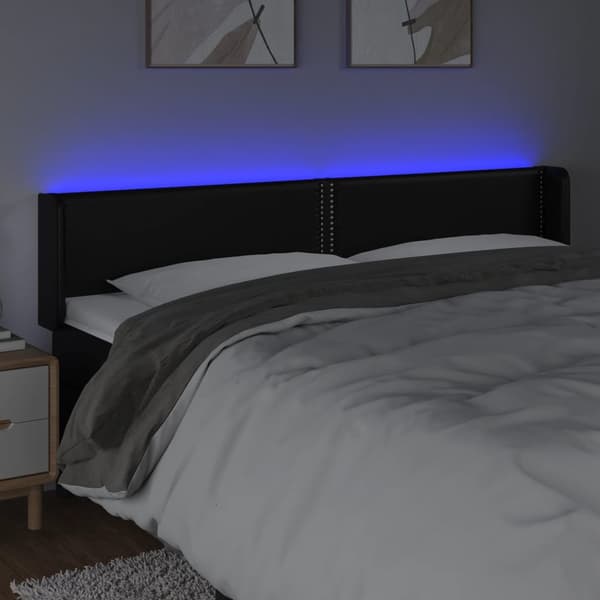 Sänggavel LED svart 183x16x78/88 cm konstläder