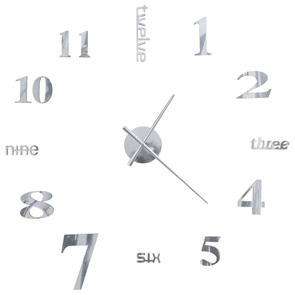 Väggklocka 3D modern design 100 cm XXL silver