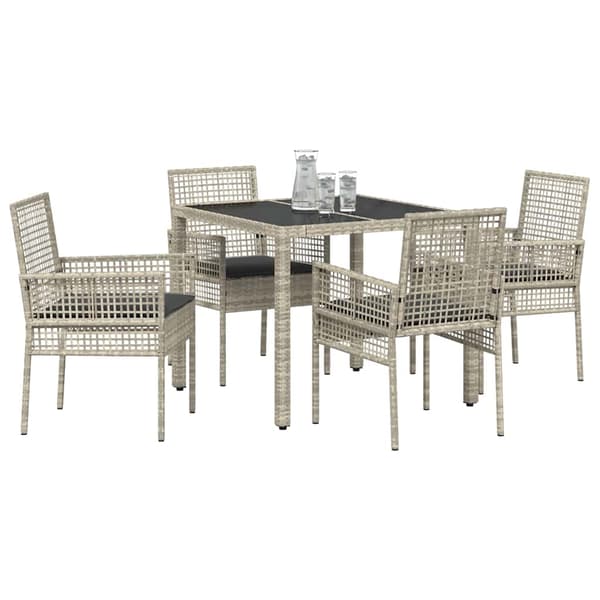Trädgårdsmöbelset 5 pcs Ljusgrå konstrotting