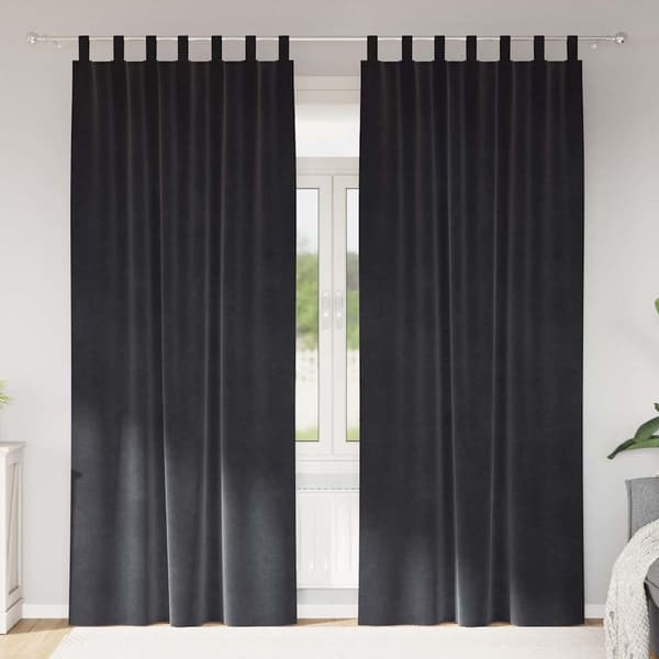 Mörkläggningsgardiner 2 st Mörkgrå 140 x 245 cm Sammet