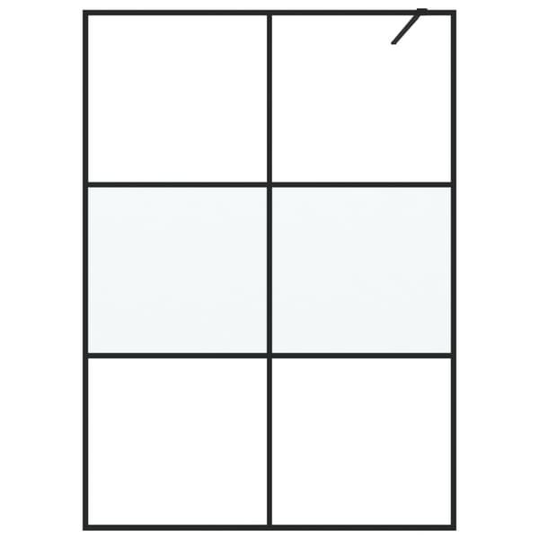 Duschvägg svart 140x195 cm halvfrostat ESG-glas