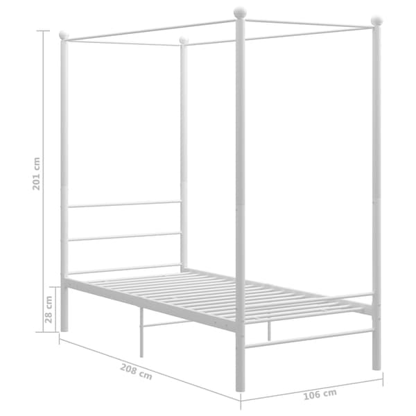 Himmelsäng vit metall 100x200 cm