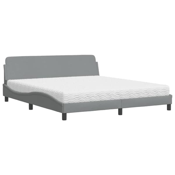 Bed with Mattress "Dover" Light Grey 180x200 cm Fabric