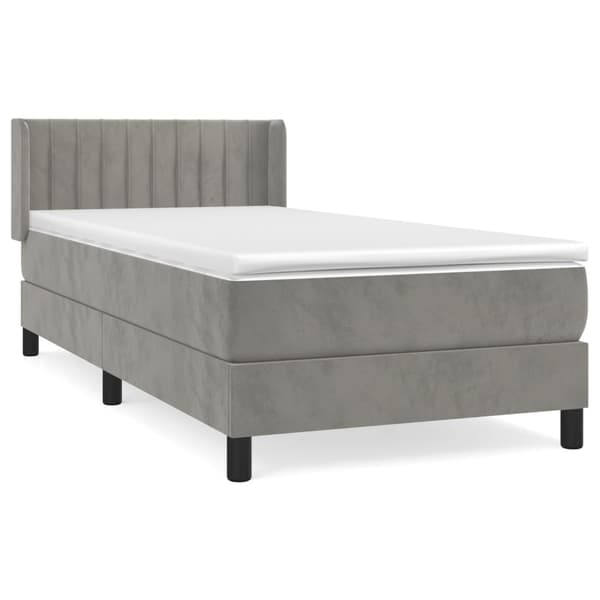 Ramsäng med madrass ljusgrå 90x200 cm sammet