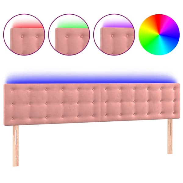 Sänggavel LED rosa 160x5x78/88 cm sammet