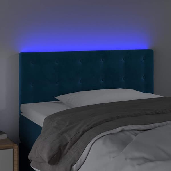 Sänggavel LED blå 100 x 5 x 78/88 cm sammet