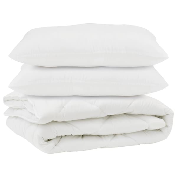 Duntäcke med kudde 3 pcs Vit Mikrofiber